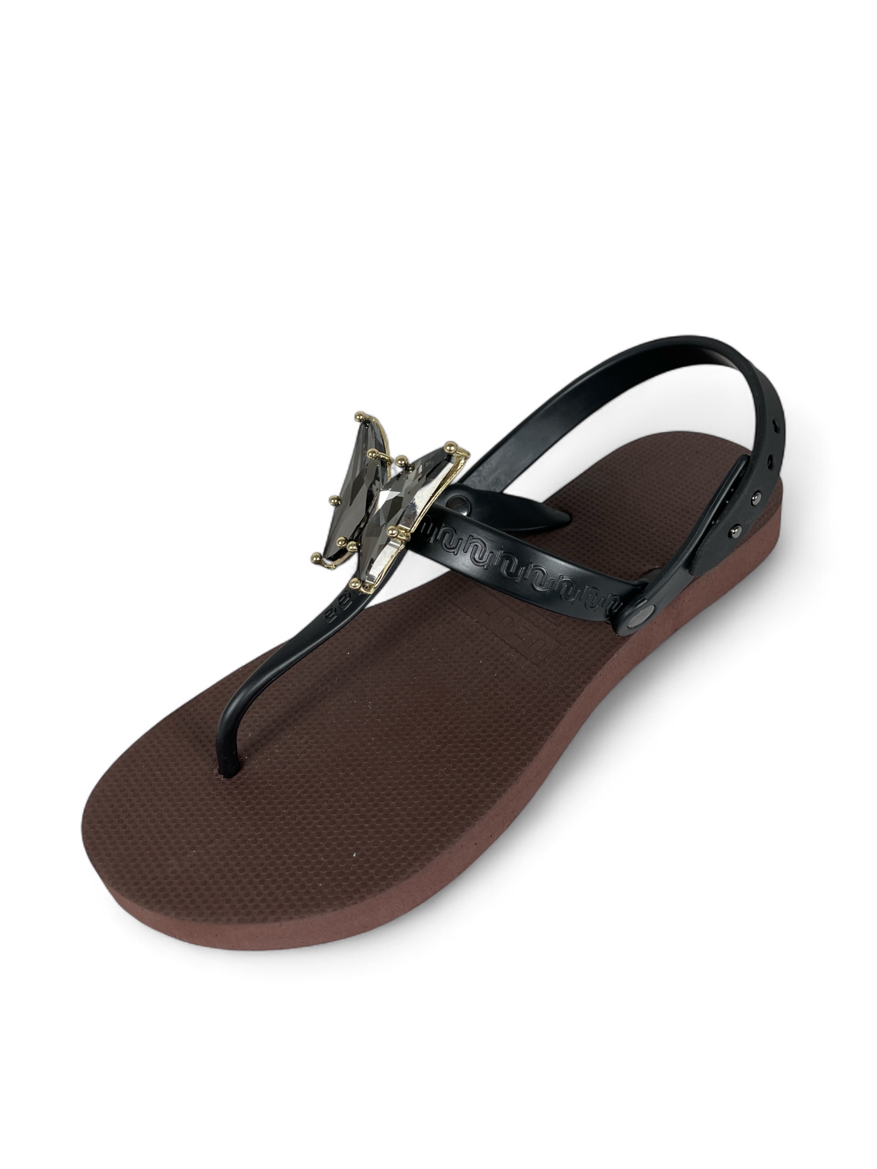 UZURII SELENA BUTTERFLY SILBER DAMEN FLIP FLOPS BADE ZEHENTRENNER STRASSSTEINE BRAUN