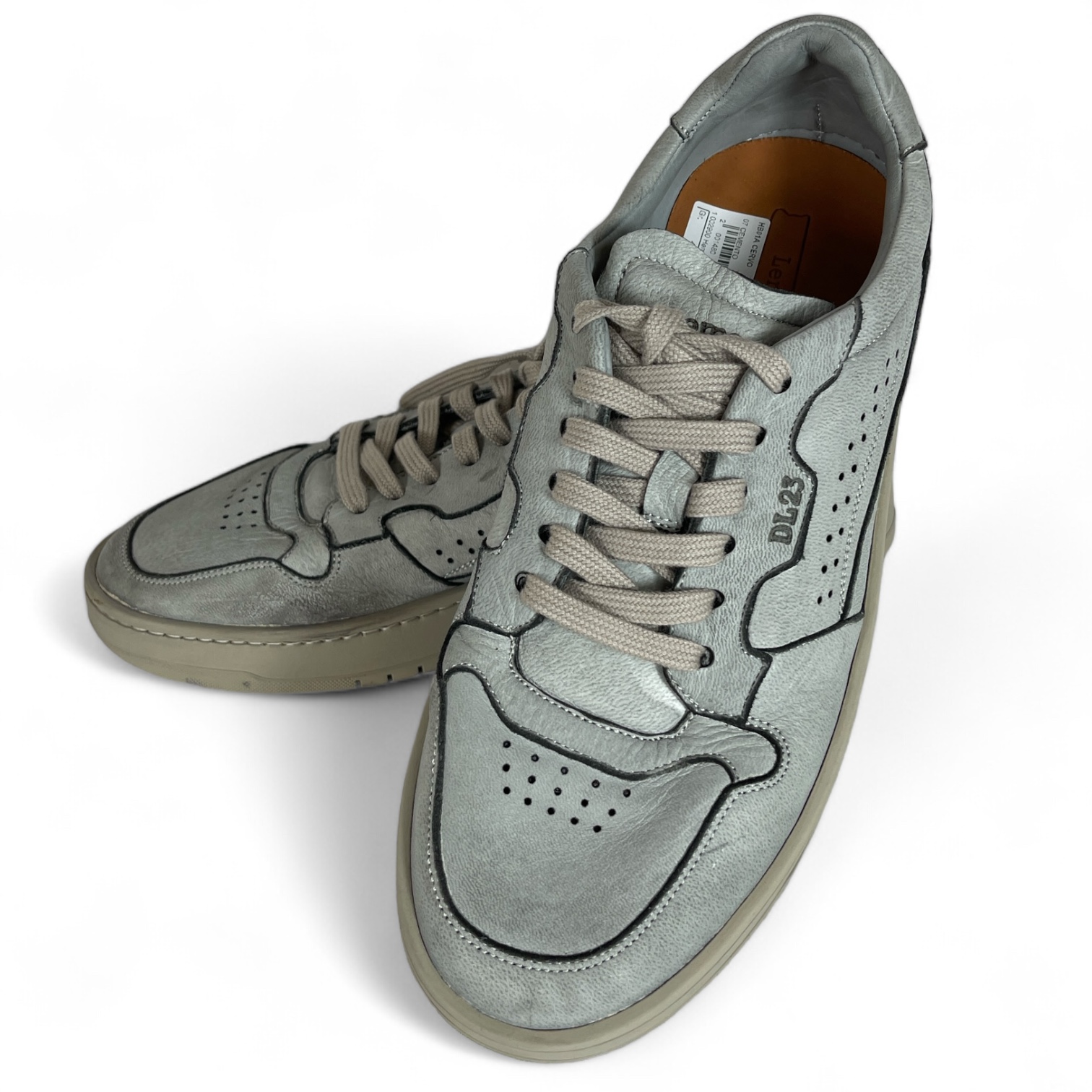 LEMARGO HB01A CERVO CEMENTO HERREN SNEAKER IN STONE-WASHED OPTIK LEDER HELLGRAU