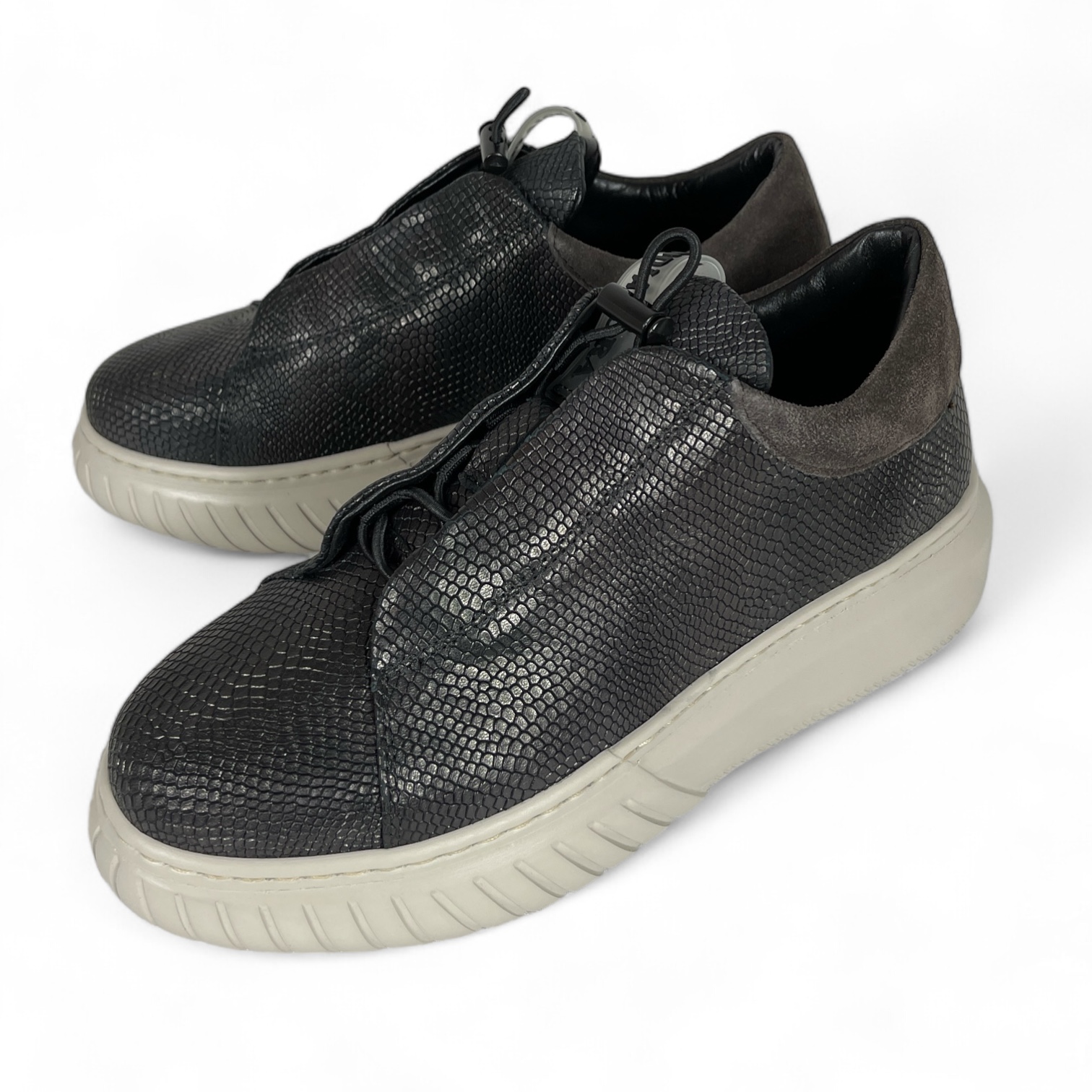 ANDIA FORA DOVER - LIBI 24 SUEDE CITRINE DAMEN SLIPPER REPTILMUSTER SNEAKER BLACK