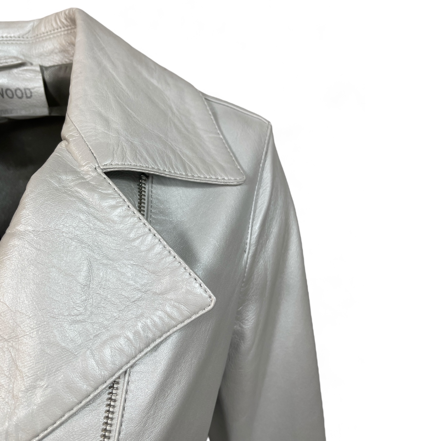 OAKWOOD THEA METAL 64799 DAMEN BIKERJACKE KURZ WHITE METALLIC.