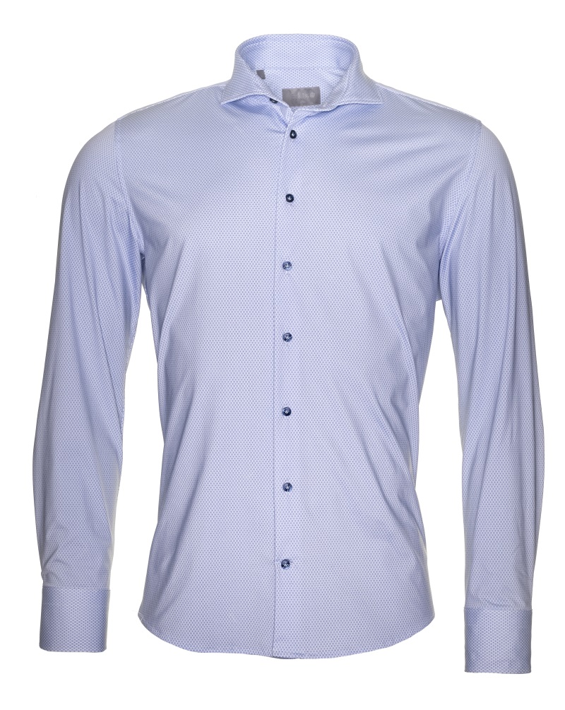 fakts 6095 Shirt Slim Fit Leisure Herren Hemd gestreift blue light minimal 214