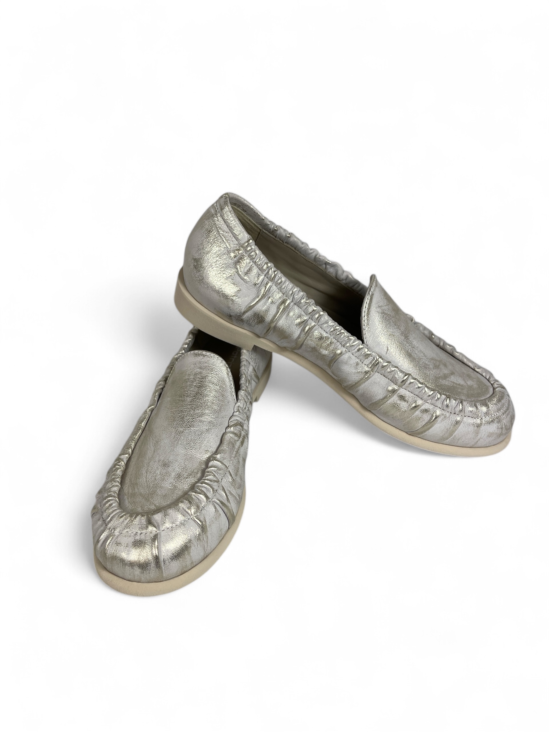 PATRIZIA BONFANTI DOVER - MILLY SATA GOMM BRUSHED DAMEN MOKASSINS SLIPPER SILBER