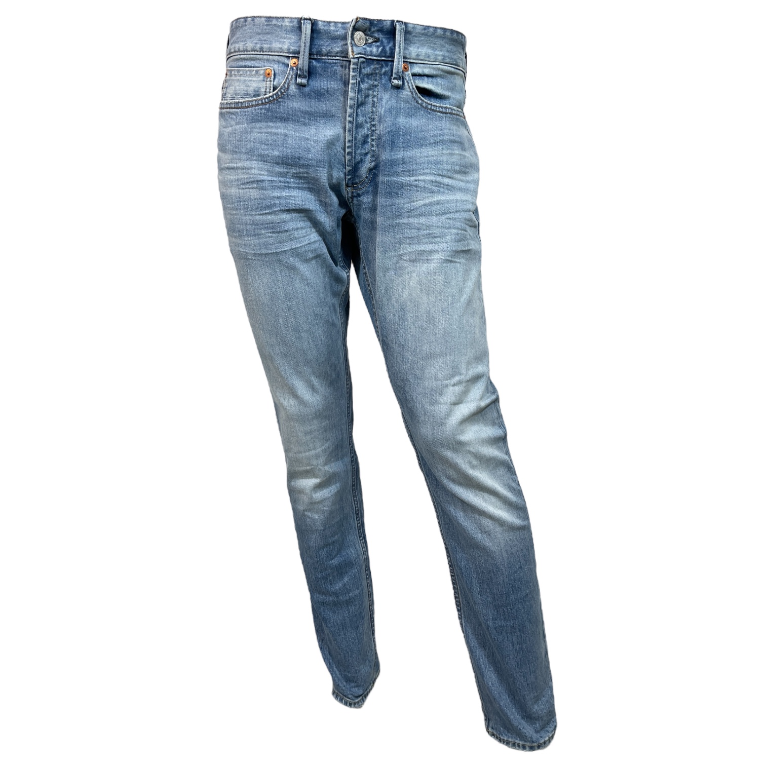 DENHAM 01-24-04-11-017 RIDGE STRAIGHT FIT CSL HERREN JEANS MIT KNOPFLEISTE LIGHT BLUE