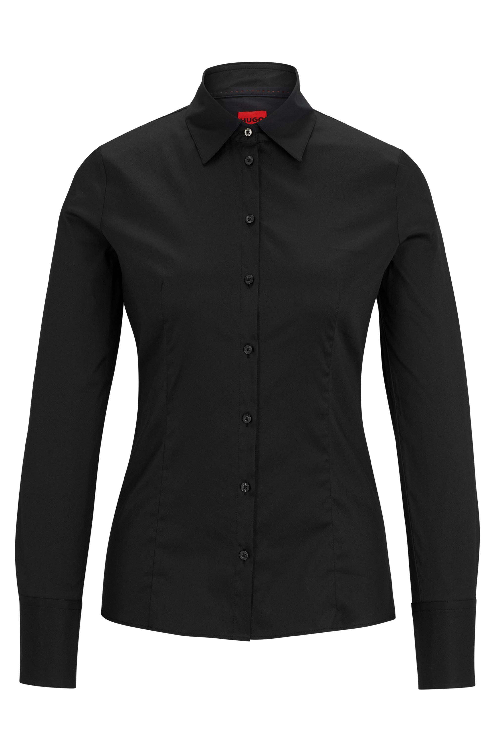 HUGO 50416895  The Fitted Shirt 10211515 01 Damen Bluse Black Schwarz