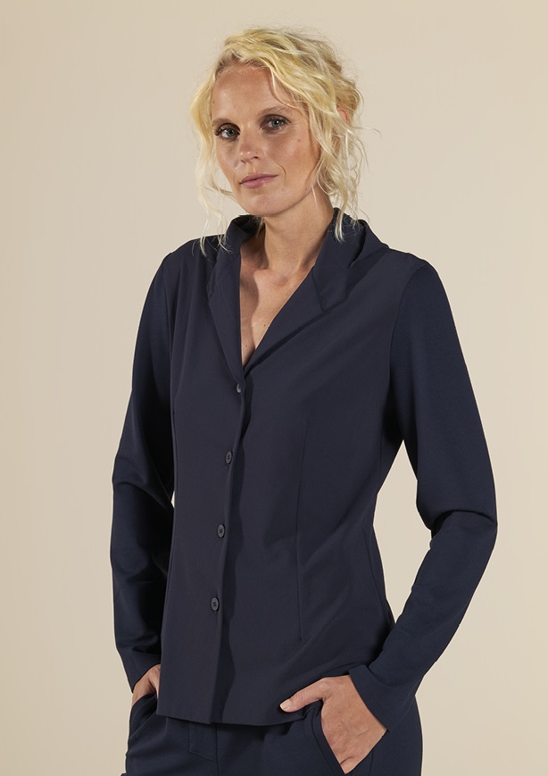 ANIA SCHIERHOLT BL2725/08 Damen Bluse mit Kapuze Blau Tinte