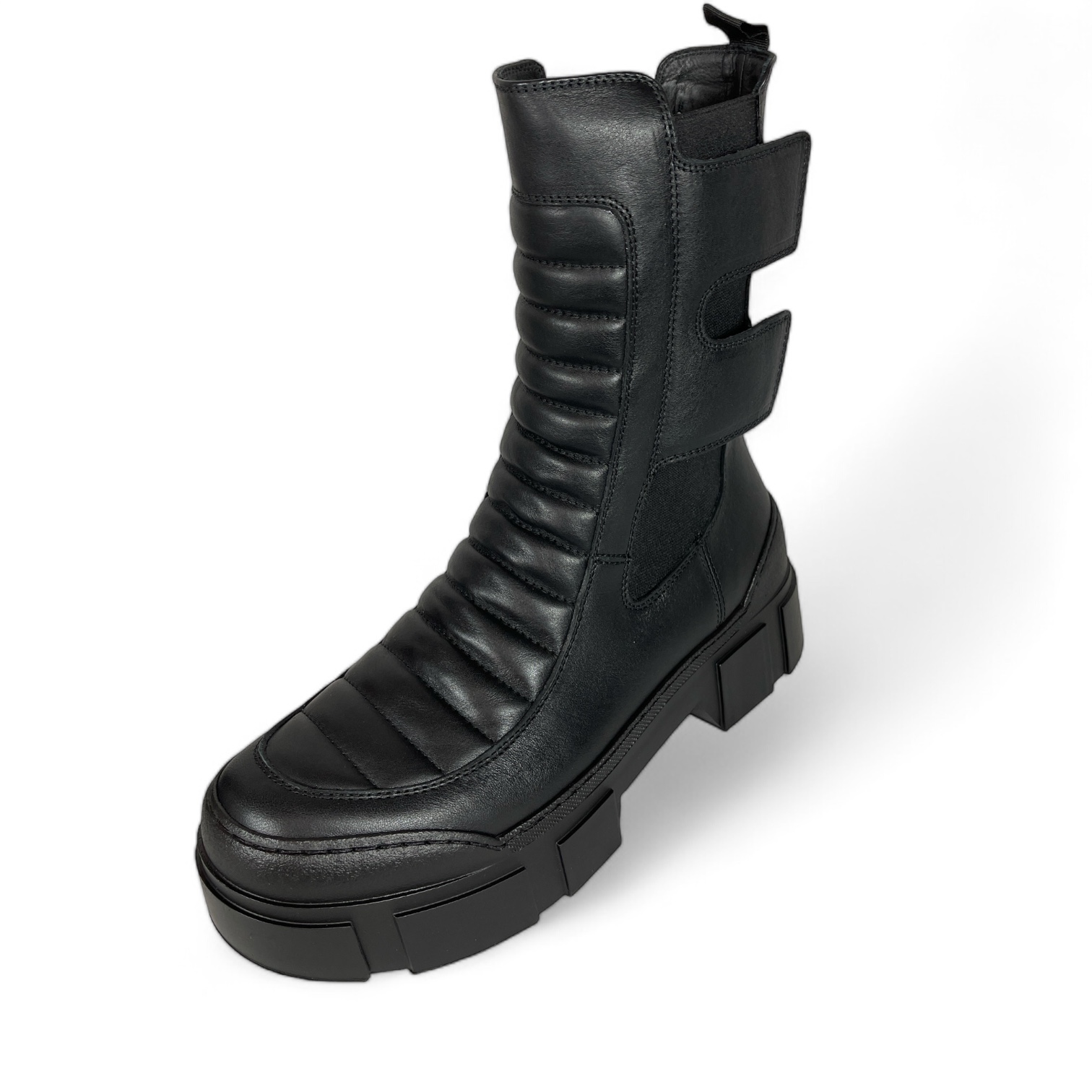 VIC MATIE - 2012 GOSPEL LEDER PLATEAU-STIEFELETTEN BOOTS STRETCH-EINSÄTZE  BLACK