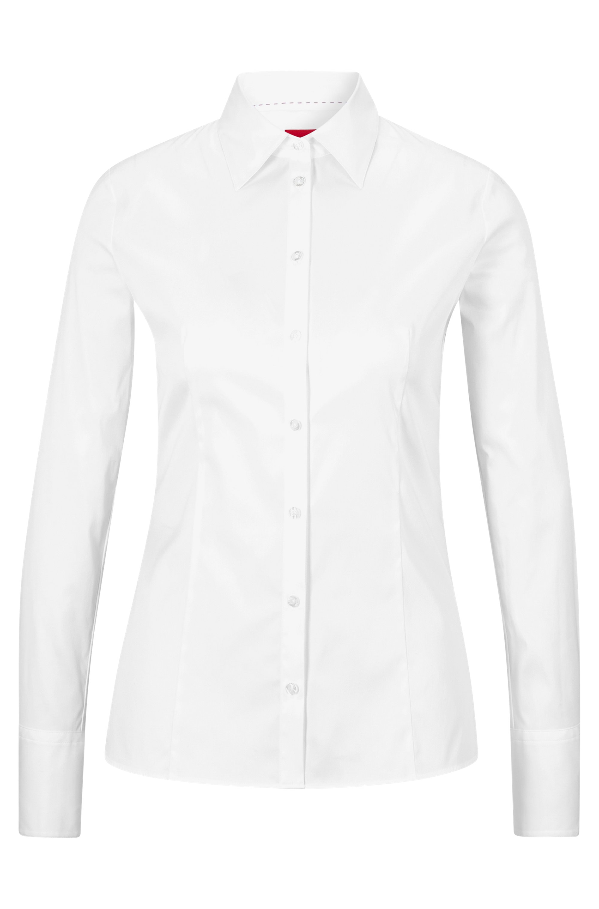 HUGO 50416895  The Fitted Shirt 10211515 01 Damen Bluse White Weiss