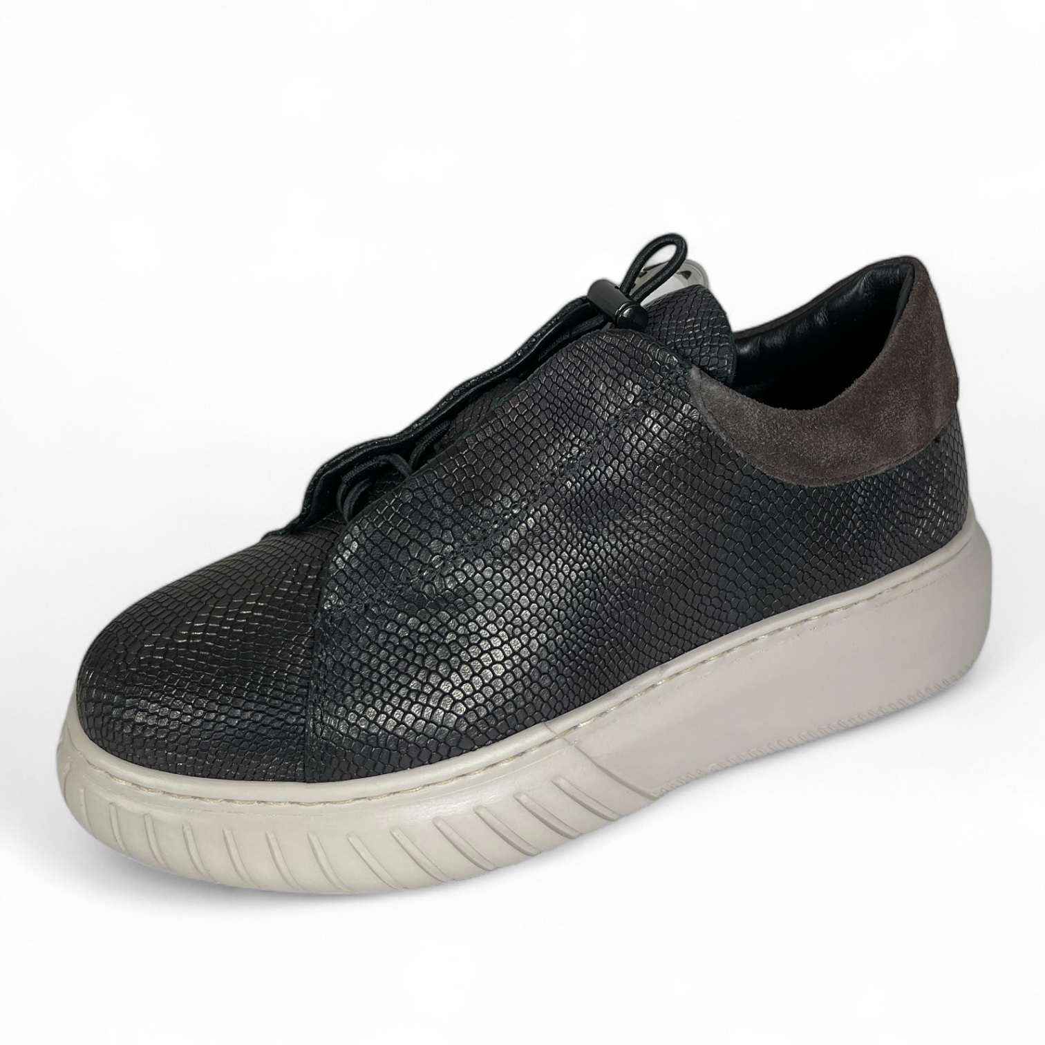 ANDIA FORA DOVER - LIBI 24 SUEDE CITRINE DAMEN SLIPPER REPTILMUSTER SNEAKER BLACK