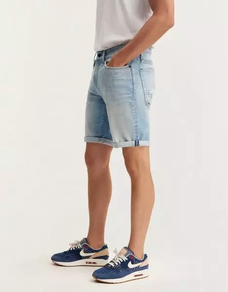 DENHAM 01-22-04-16-010 RIDGE SHORT LI Herren Jeansshorts Stretch Washed Look Blue